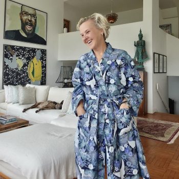 Kimono Style Bathrobe / Heron / Short